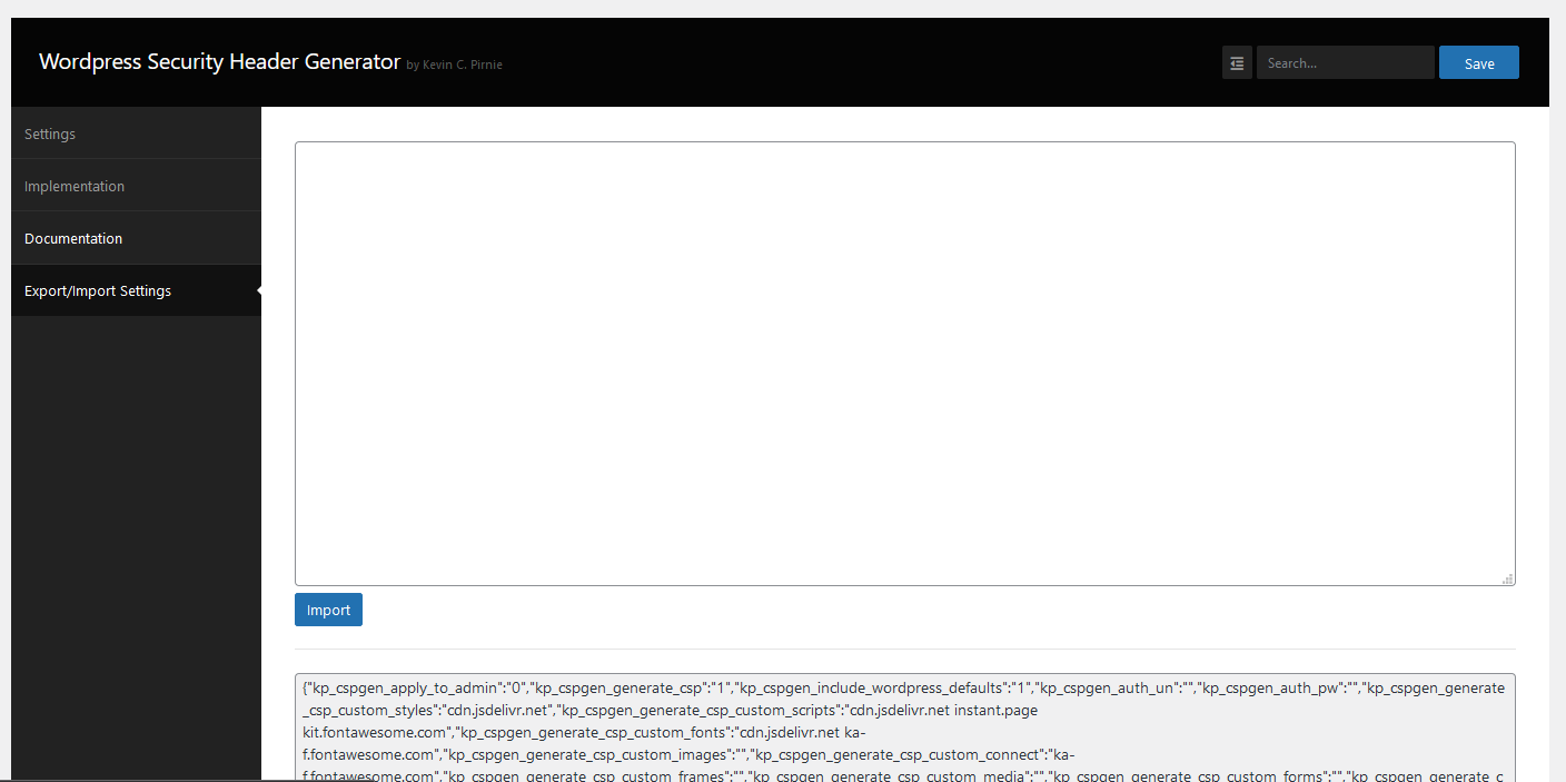 Import/Export Settings