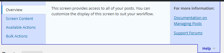 You can select different colors for the screen options and contextual help tabs.