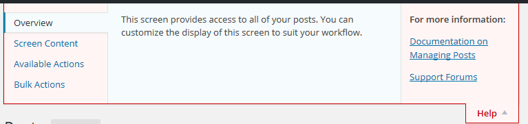 The "Help" panel in green.