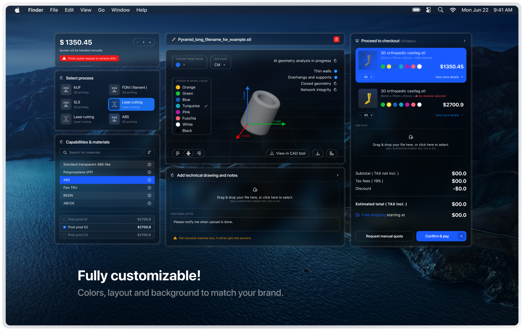 Client Dashboard widget showing order tracking