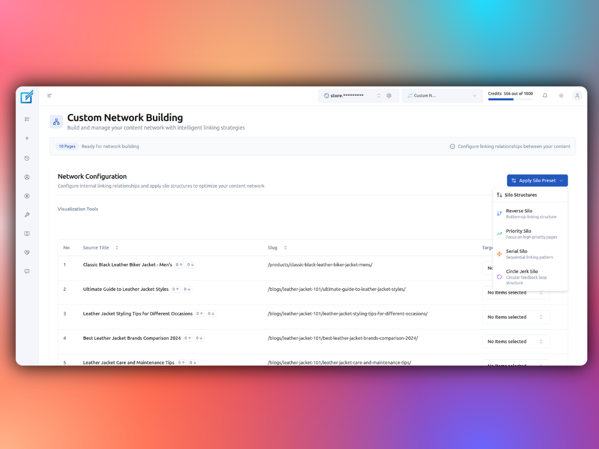 **Anchor Manager** - Detect cannibalization and manage anchor text distribution with visual analytics and filtering options