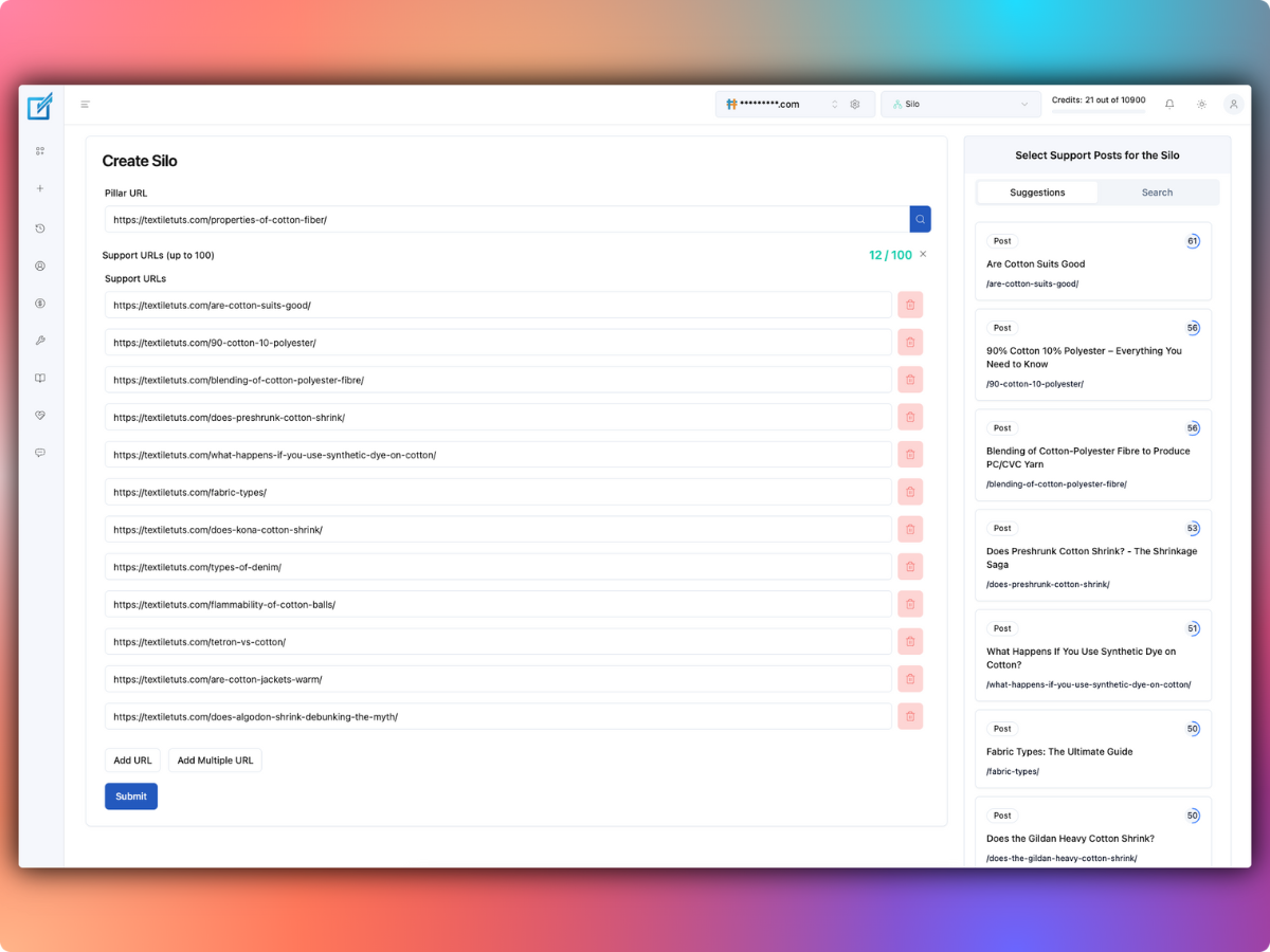**Bulk Linking Interface** - Process up to 200 pages with AI-suggested connections and similarity scoring