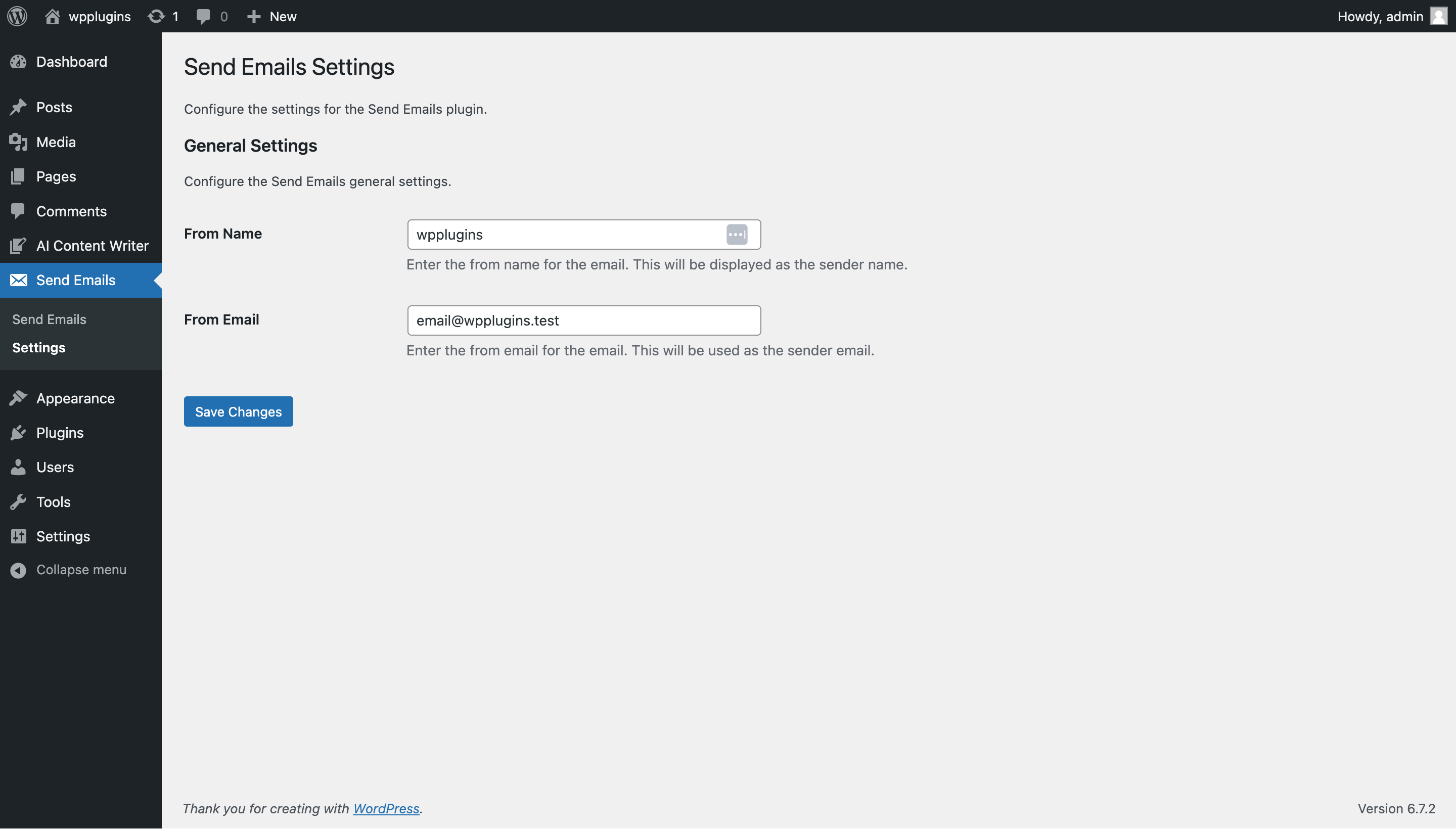 Plugin Settings Page