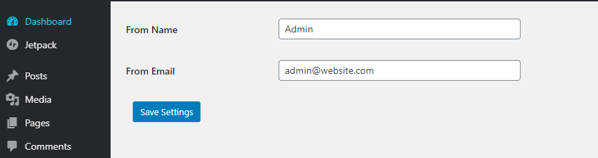 Set email sender information