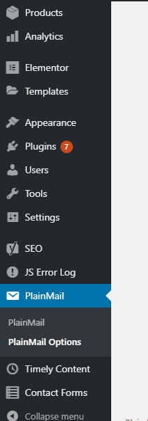 Find Send Plain Mail in the menu