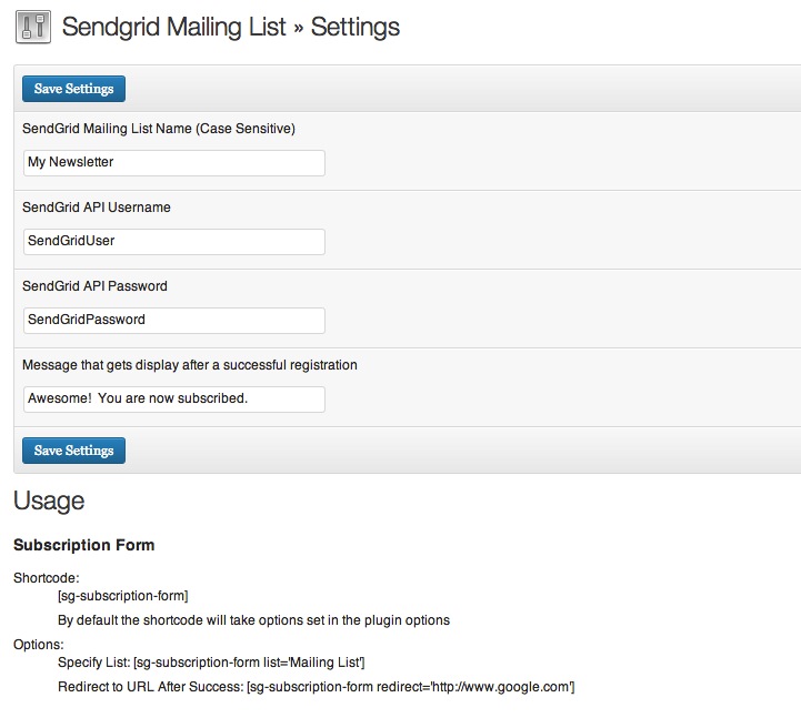 Settings Screen