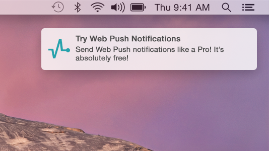 Web push notifications are shown in the top right corner on OS X