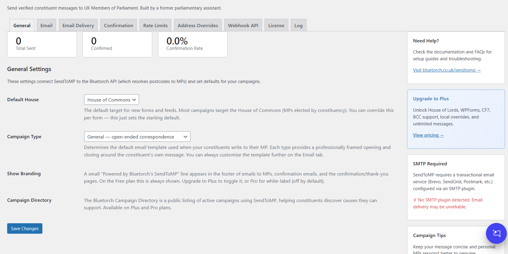 Delivery log — track every submission with status, timestamps, and MP details