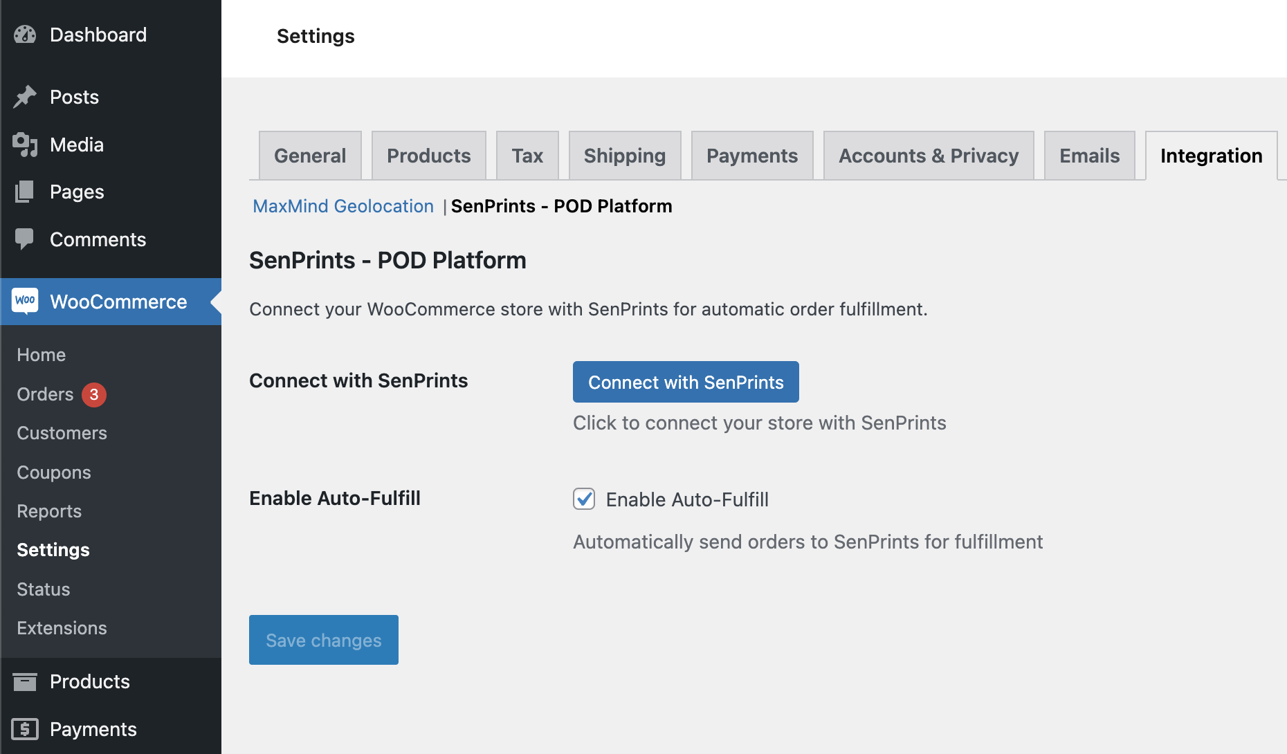 Plugin Settings Page with Connect Button