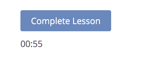 Lesson Timer embedded in lesson page. Timer sits below the Complete Lesson button.