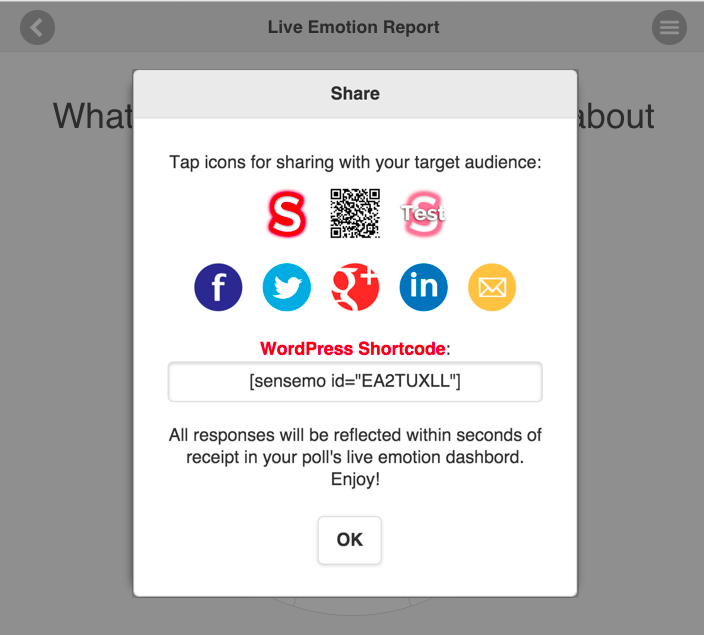 Copying a shortcode from a Sensemo Emotion Poll