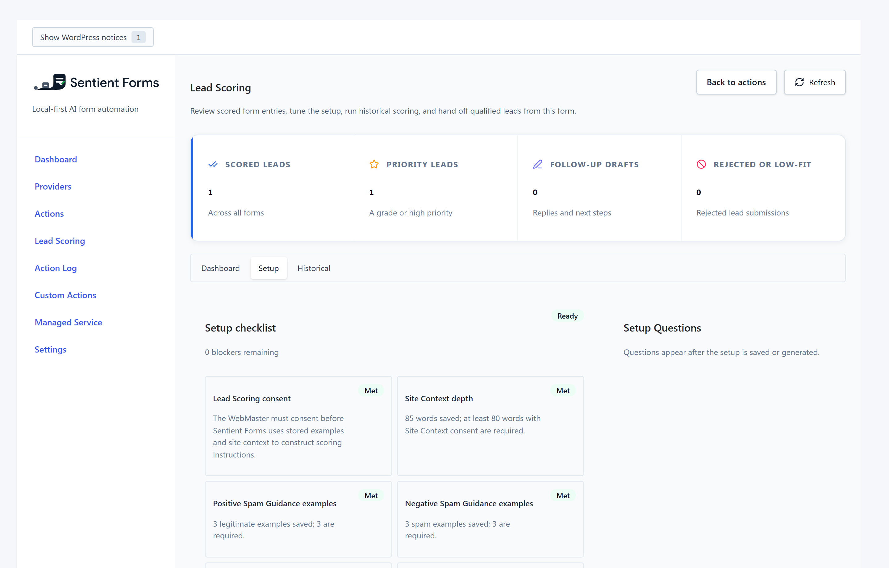 Tune Lead Scoring with site context and examples.