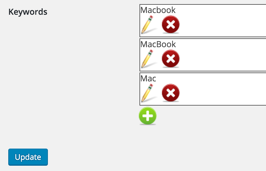 Edit category screen