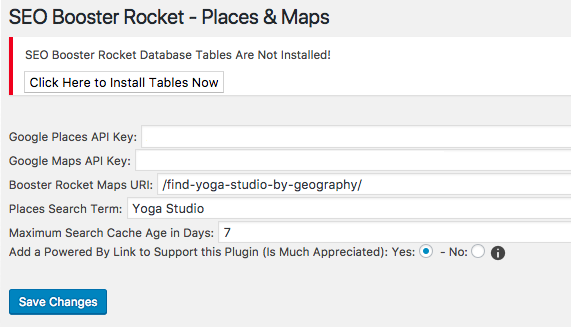 Once the Geographic database is installed you’ll then see that, at the time of this writing, contains 63,207 unique geographic records that your site will now be able to use! (Don’t forget to submit the SEO Booster Rocket Site Map to your preferred search engines!)