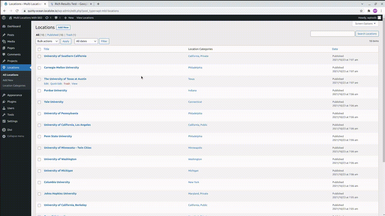 LocalBusiness Structured Data - Google Rich Text Snippet Test