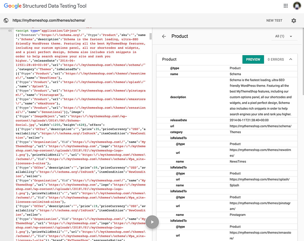 This is how Google reads the Product Data