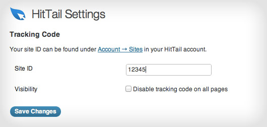The HitTail settings page