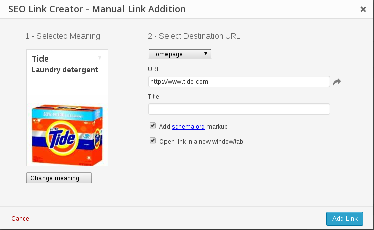 Manually adding link