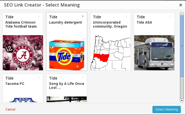 Selecting another meaning