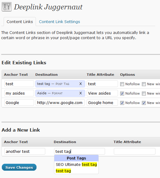 SEO Ultimate plugin settings