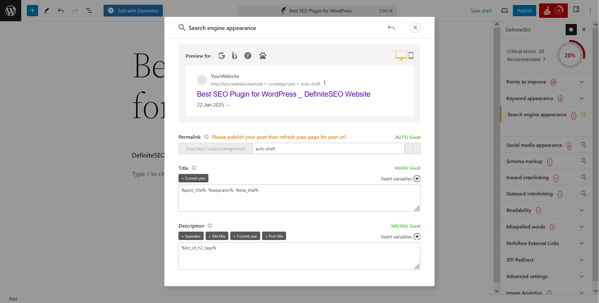 How to manually add/modify title and description on your pages/posts