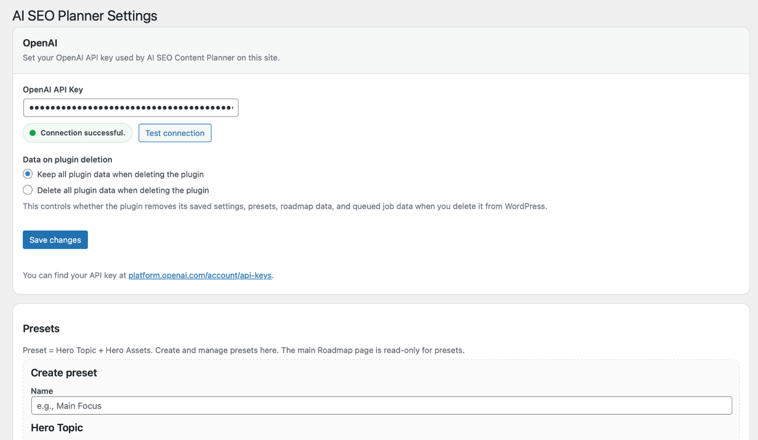 Connect your OpenAI API key securely and start generating instantly