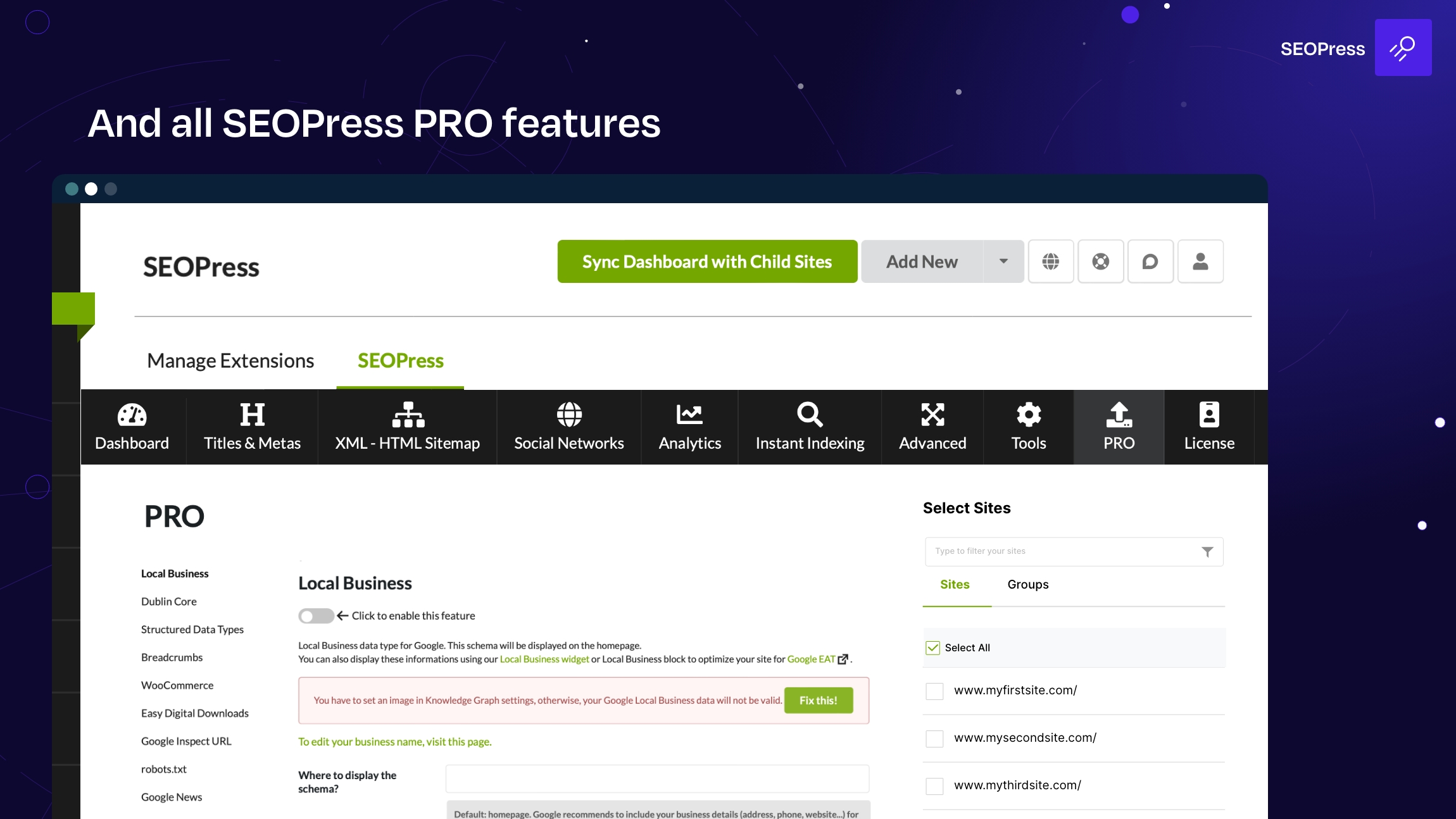 And all SEO PRO features - SEOPress for MainWP