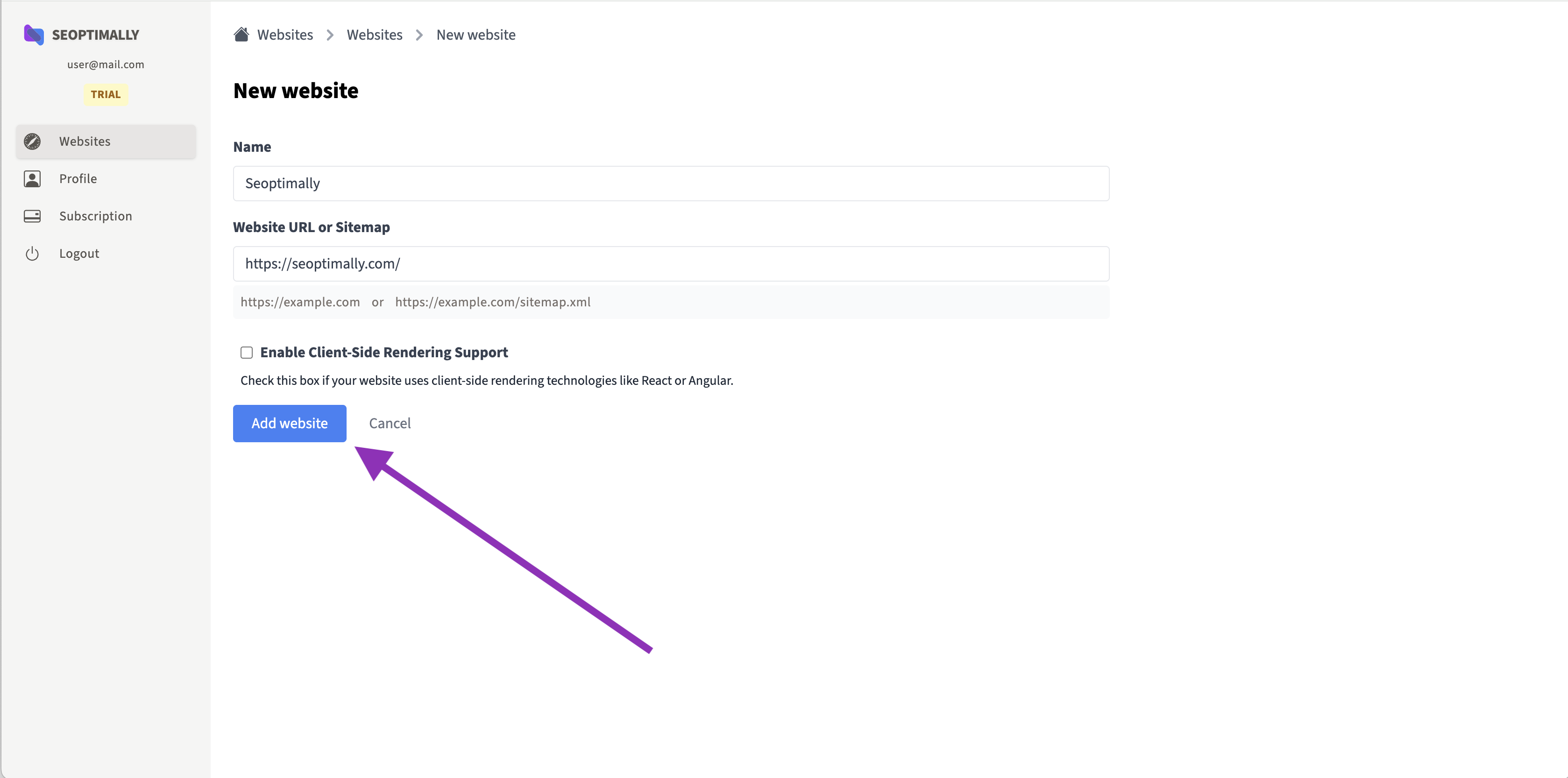 ![Add New Website](https://seoptimally.com/screenshots/add-new-website.png) – Adding a new website to Seoptimally.