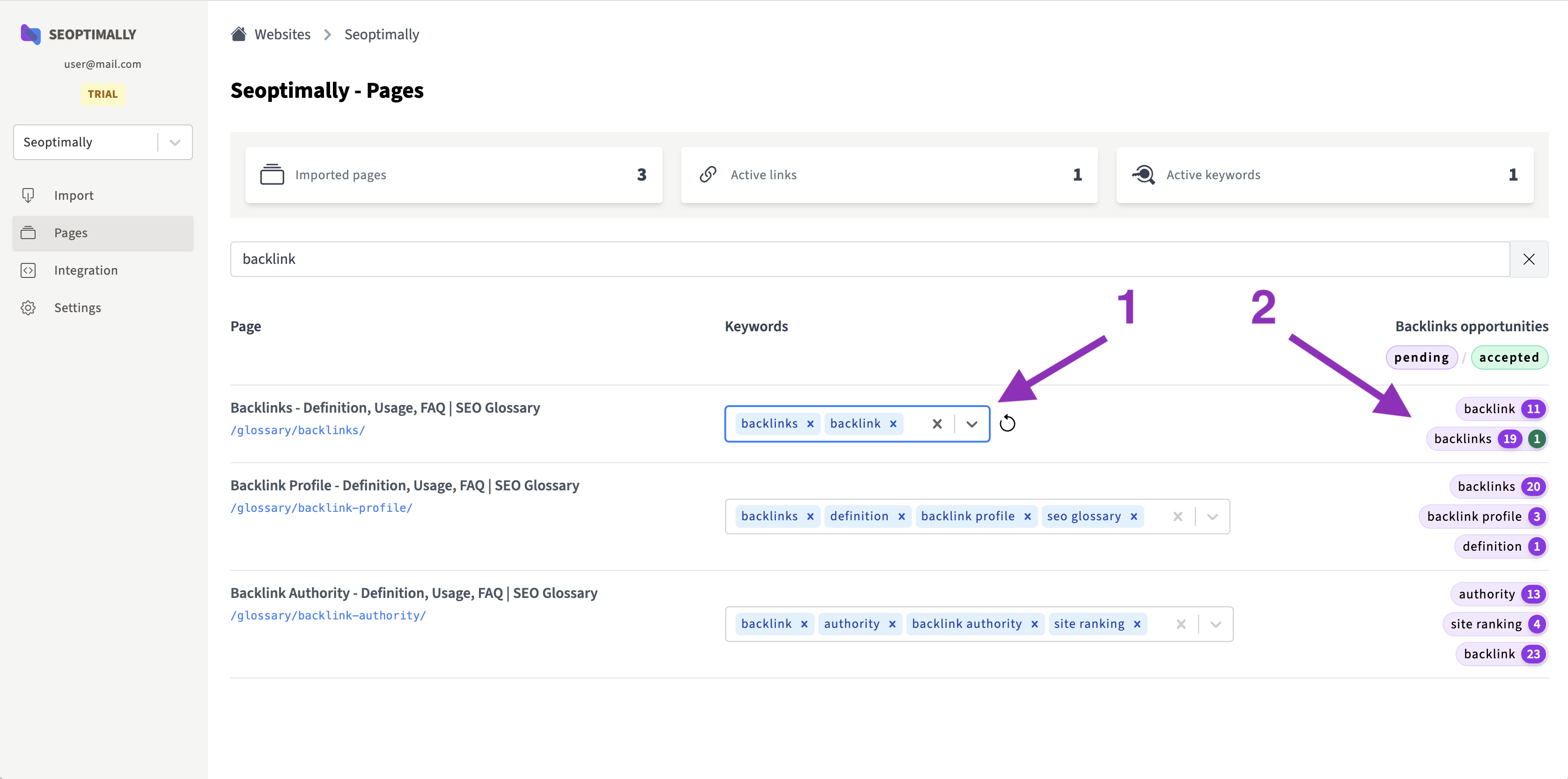 ![Review Keywords](https://seoptimally.com/screenshots/review-keywords.png) – Reviewing suggested keywords for linking.