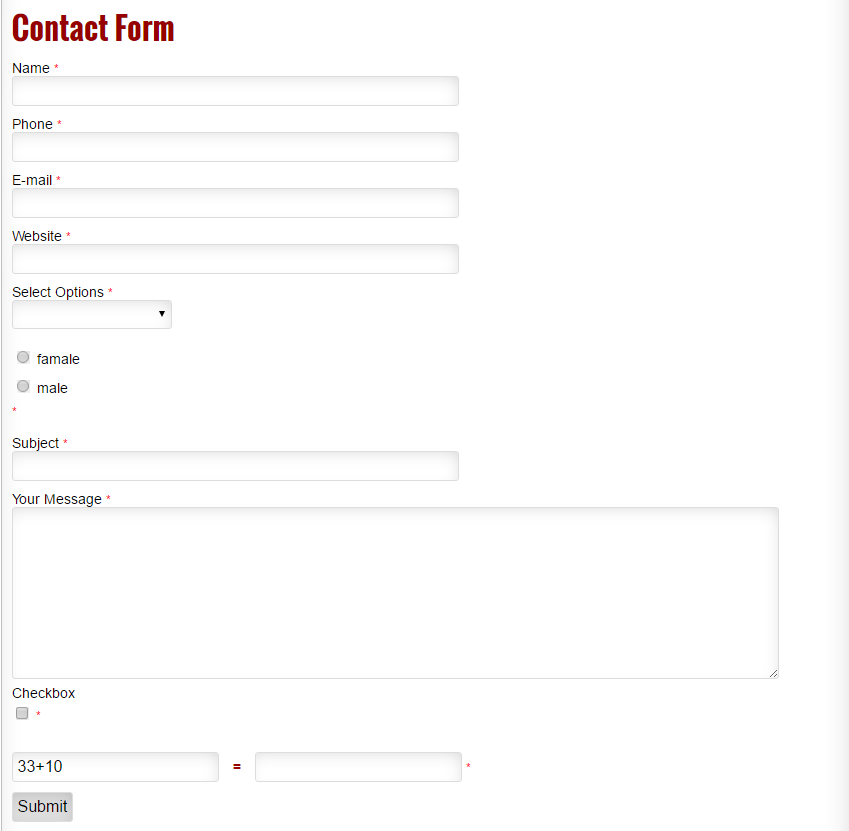 Admin Panel view of submitted form data.