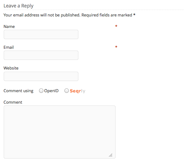 Commentors can use their Seqrly or OpenID when leaving a comment