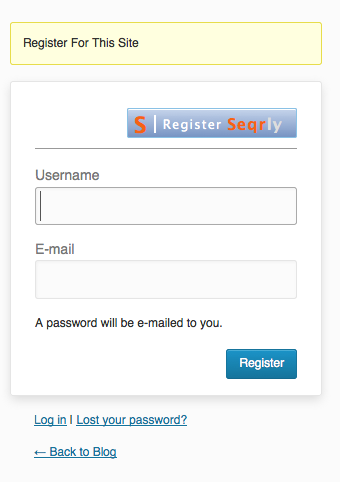 Users can register with their Seqrly in addition to username/email.