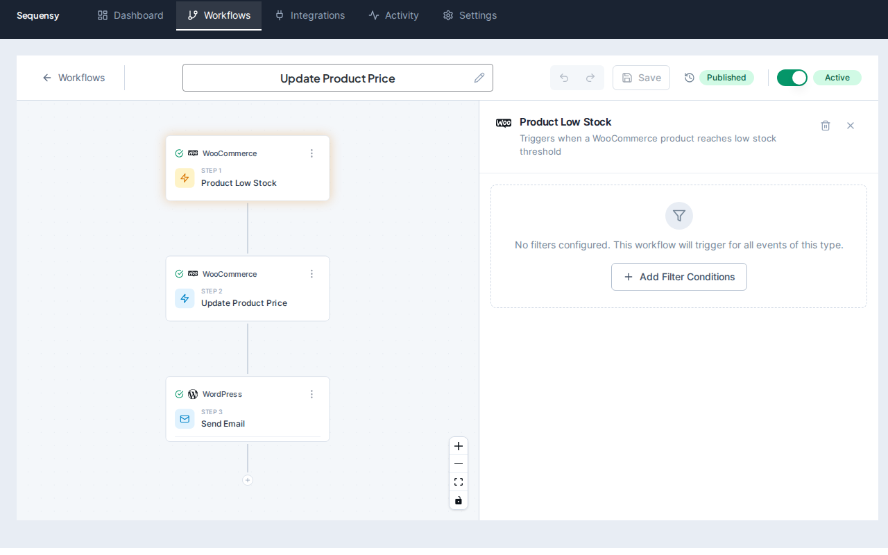 Configure triggers with conditional filters
