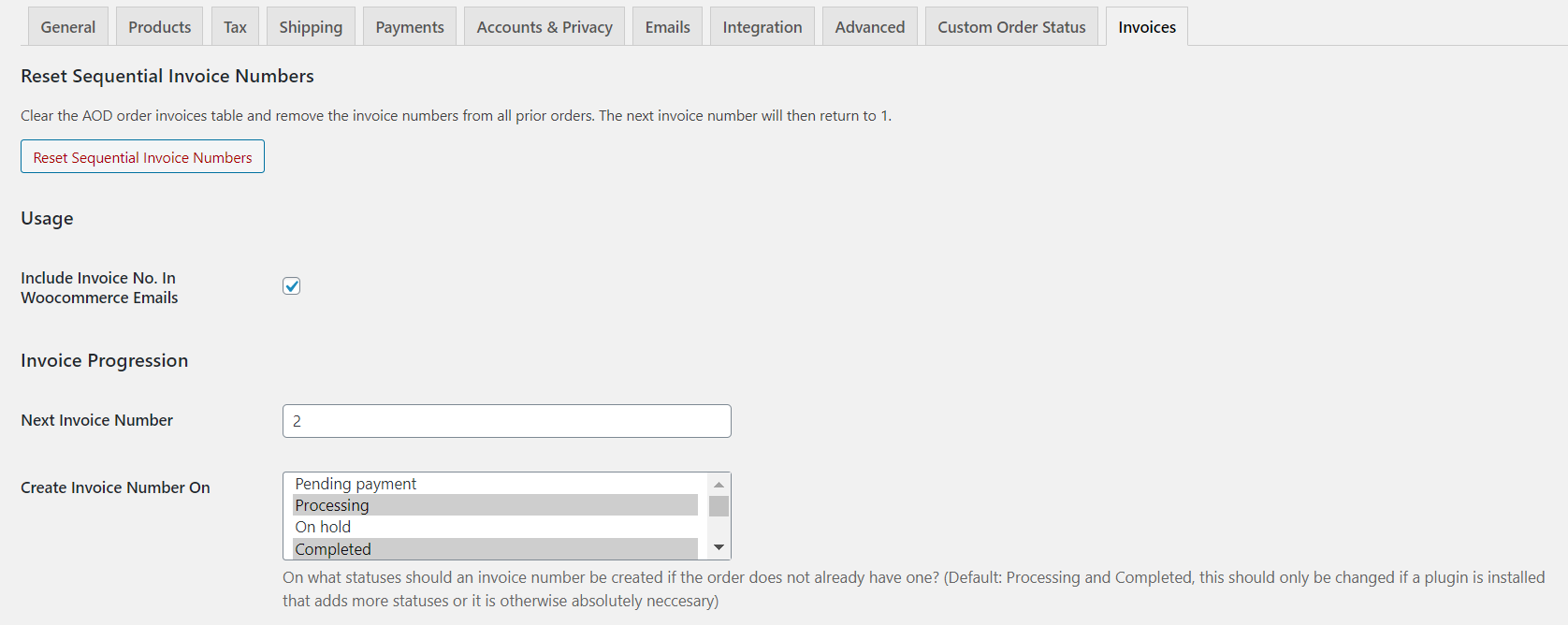 Plugin's Woocommerce setting tab