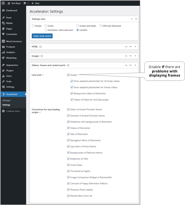 Settings - Server and cloud.