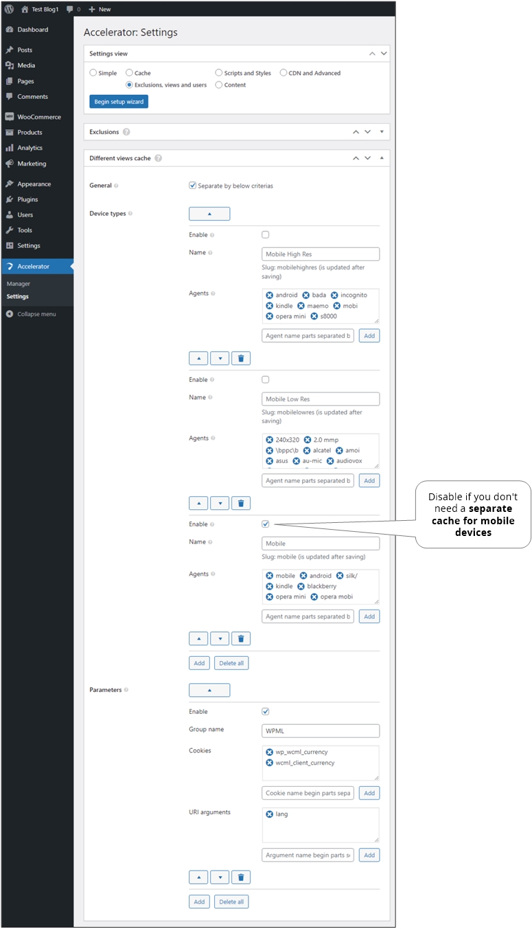 Settings - Content groups.