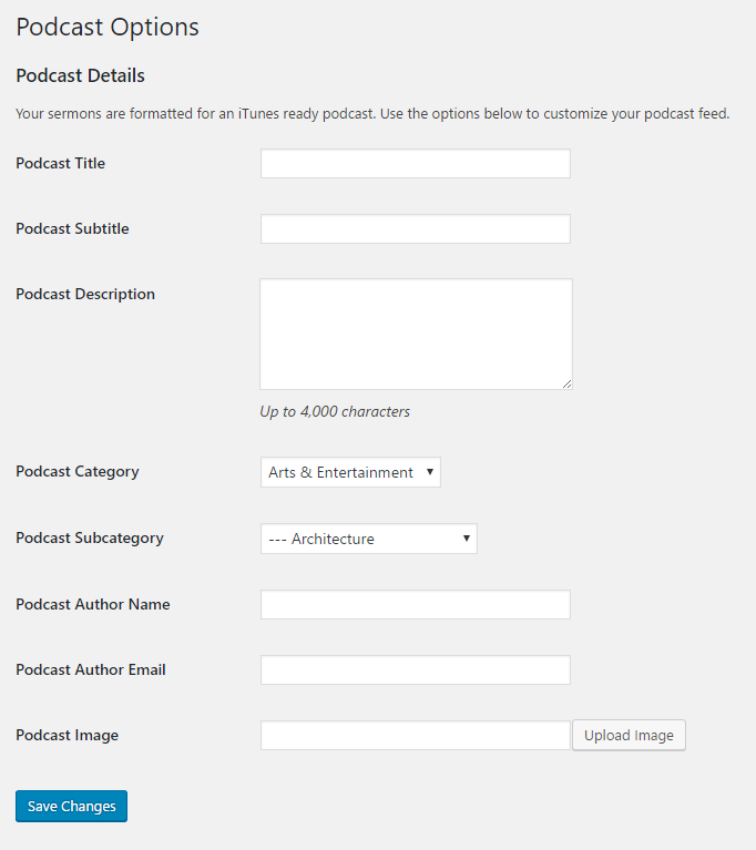 Plugin configuration screen.