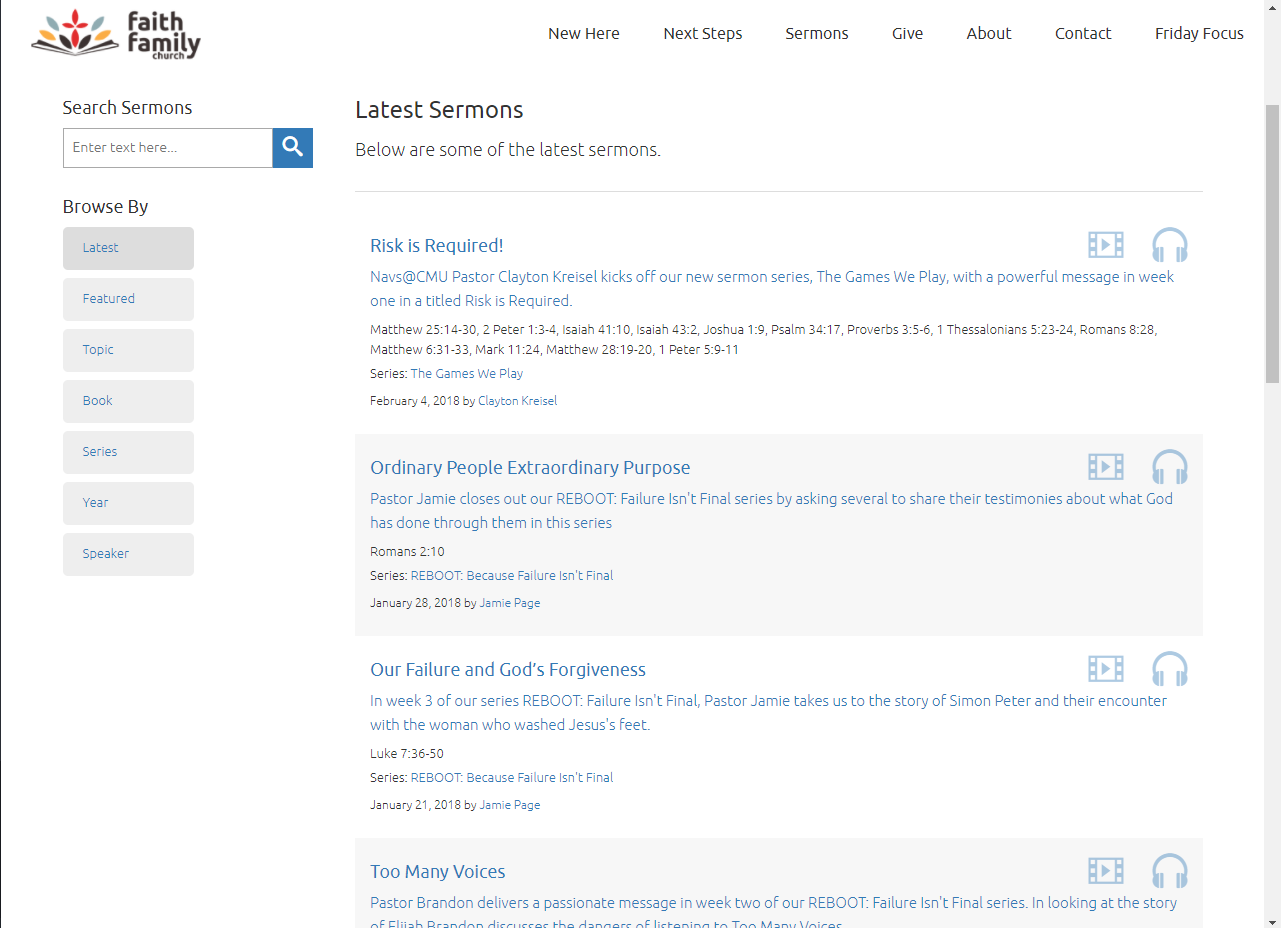 The Front End Latest Sermon Archive