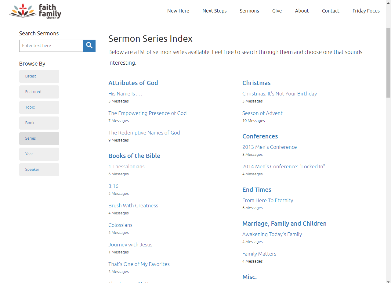 The Front End Sermon Series Archive