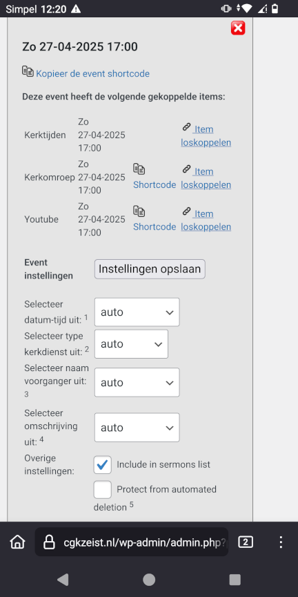 In the administrations page on the WordPress Dashboard, sermons can be adjusted individually when needed. You can also find shortcodes to add individual sermons or broadcasts to your website.