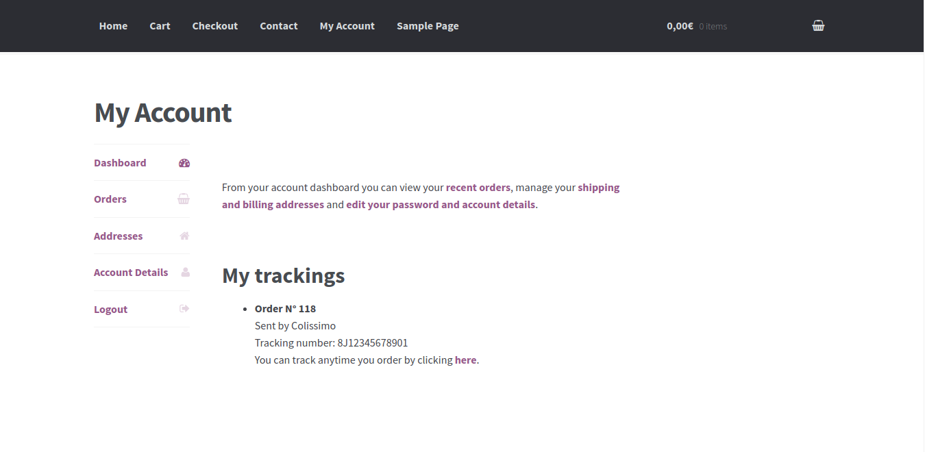 Service Pack's Settings - Order tracking module options.