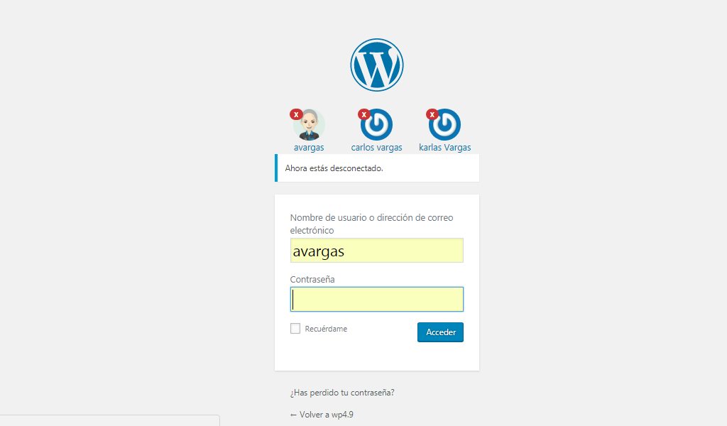 When you start a session with a wordpress account, this logged-in user is saved and when you close the session you can view it as shown in the screenshot, thus clicking on the avatar will insert the user name in the field but not the password. security