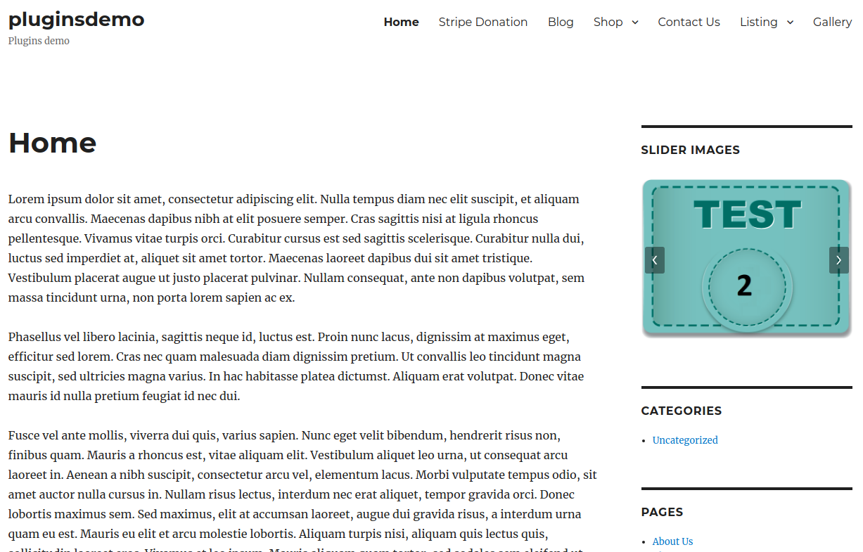 Widget in sidebar