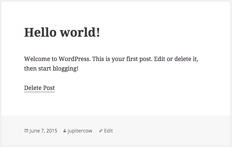 The default delete link on the frontend.