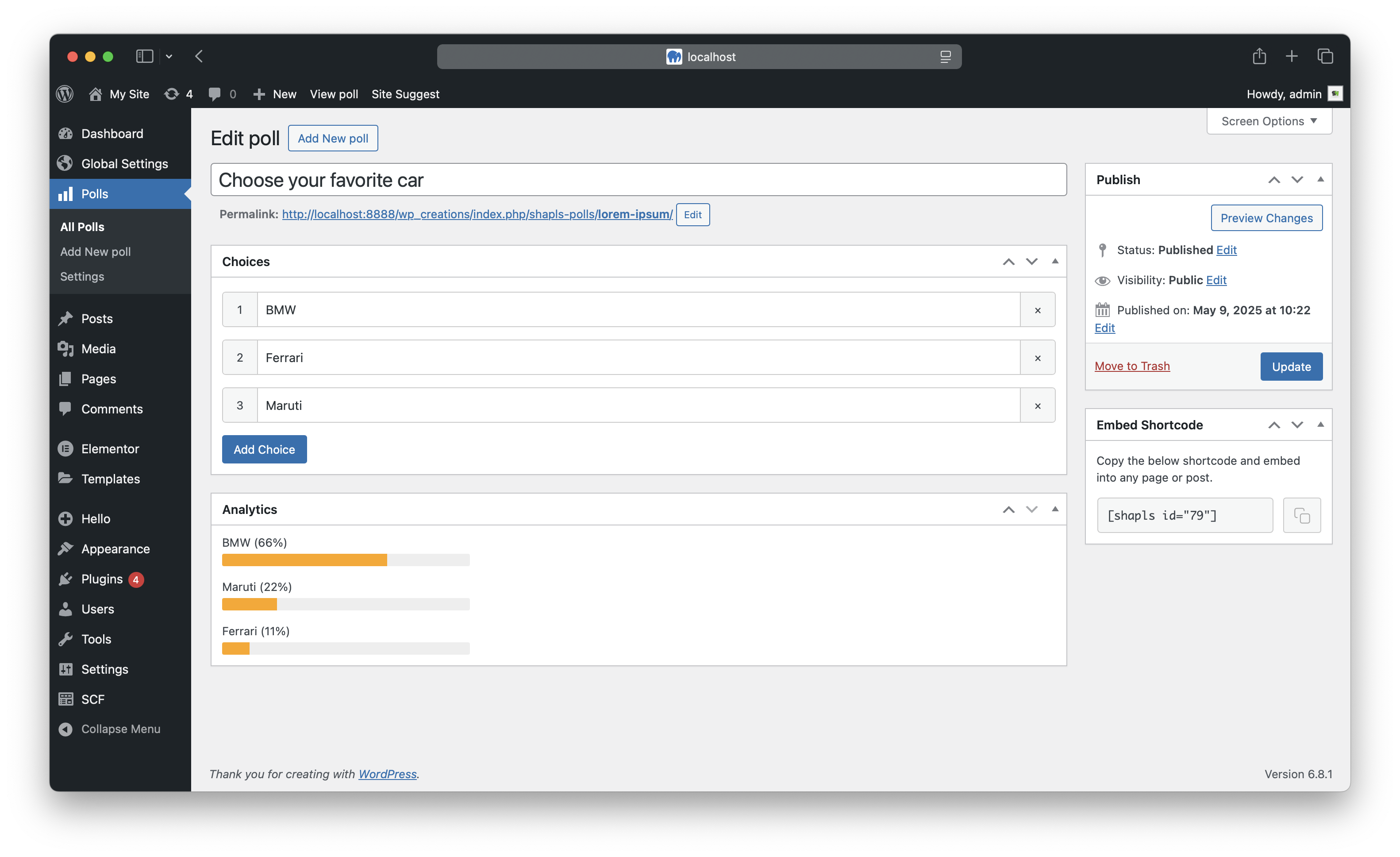 Polls and Surveys Dashboard.