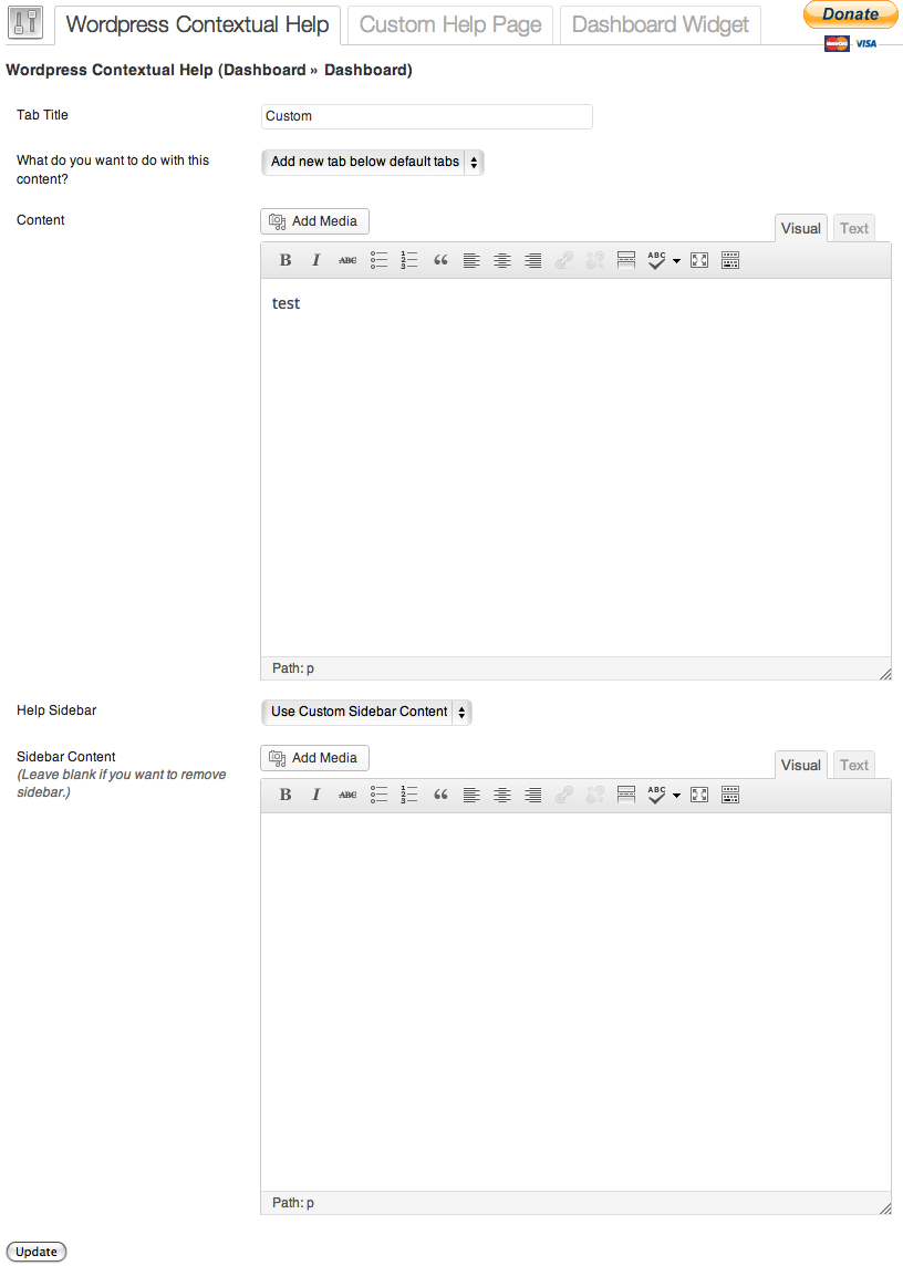 **Add Contextual Help** - Add custom tab in Contextual Help