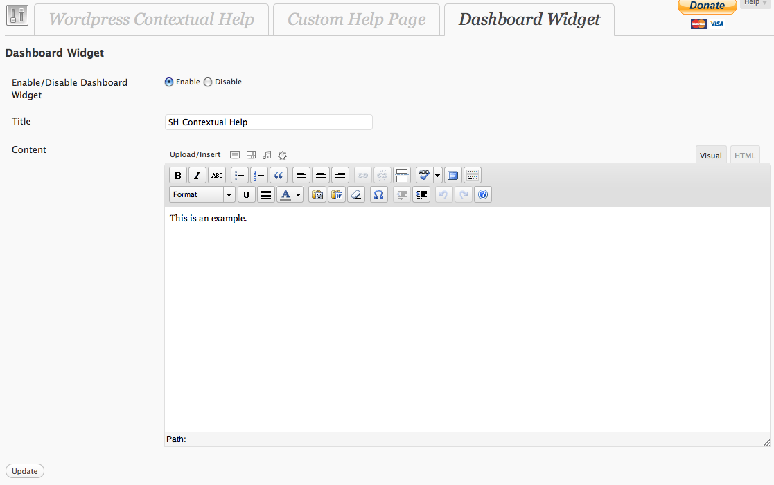 **Add Dashboard Widget** - Add Dashboard widget