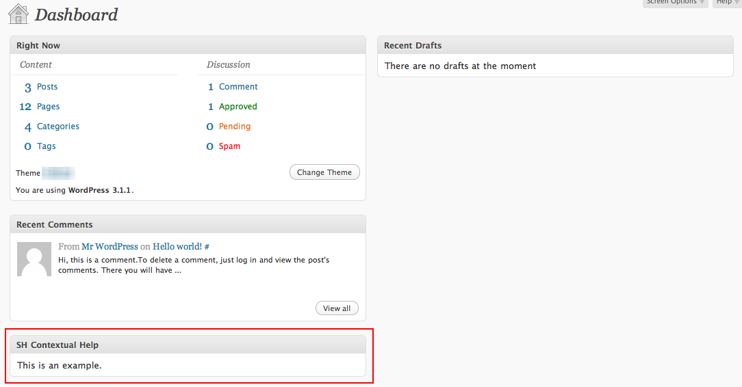 **Dashboard Widget** - Dashboard widget will show only you enable it.