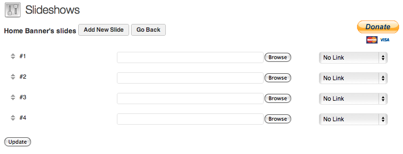 **Manage Slides** - You can add unlimited slides and re-arrange the order by drag and drop.