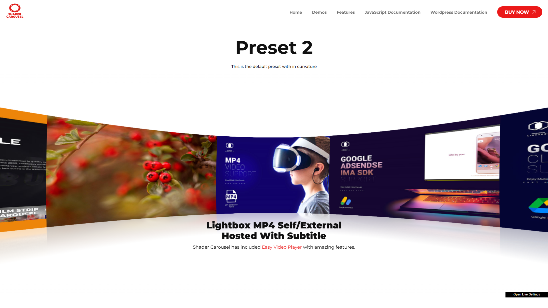 3D carousel layout with lightbox